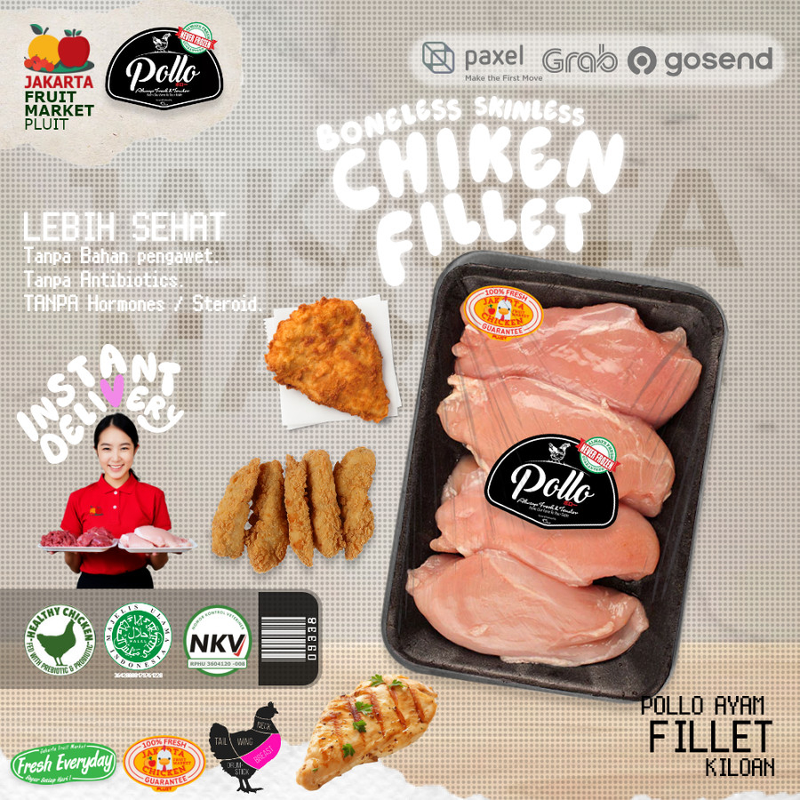 

AYAM FILLET DADA POLLO Halal fresh chicken daging segar kiloan