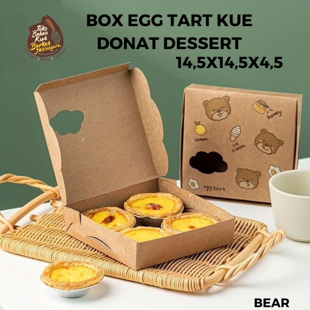 

EGG TART BOX KOTAK KUE DONAT DESSERT 14,5X14,5X4,5 / BOX DONAT / DESSERT