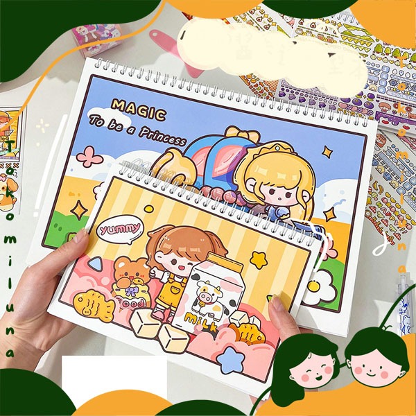 

Buku sticker kosong reusable bisa digunakan berulang kali buku buat tempelan koleksi stiker kawai estetik aesthetic lucu cute HB1310