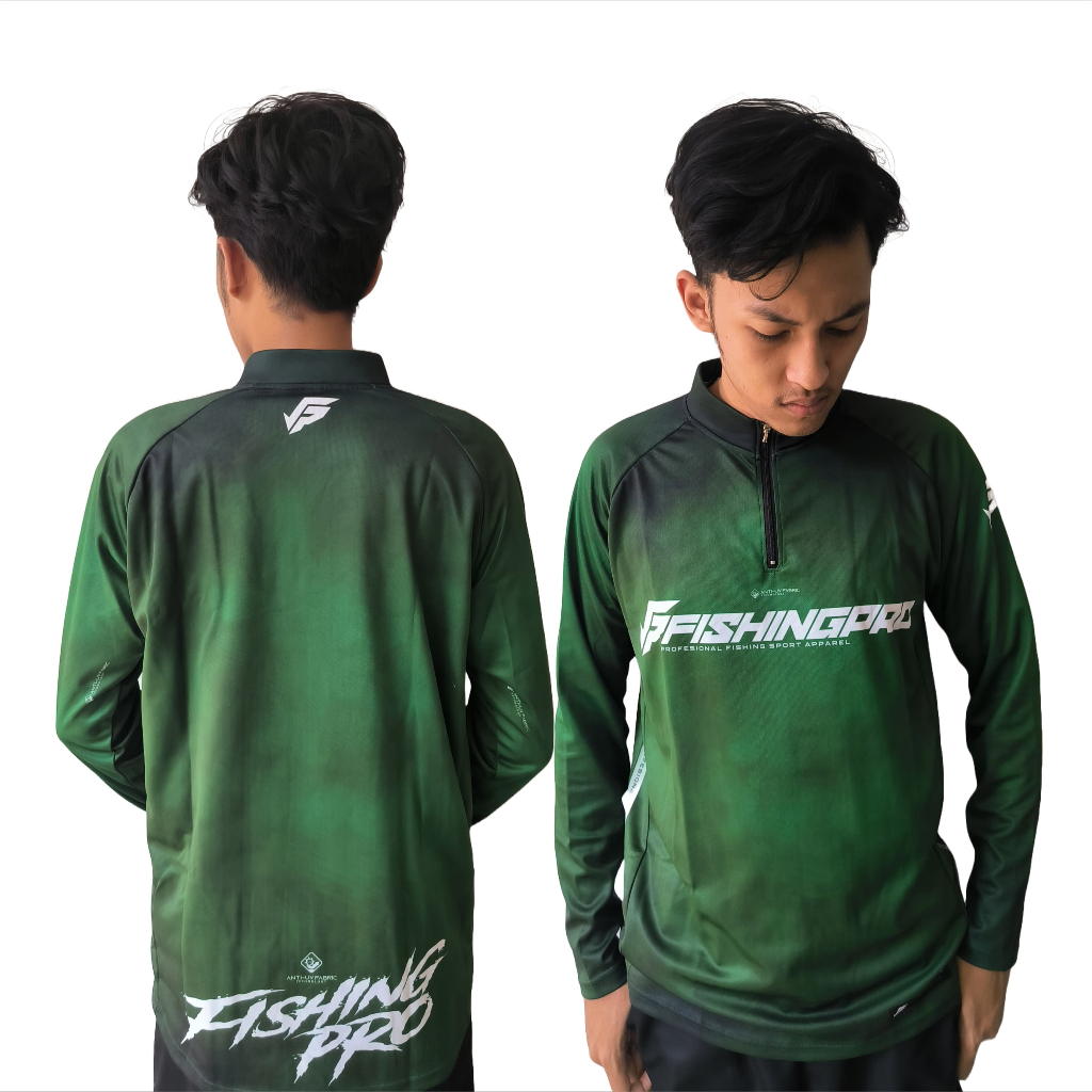Jersey Baju Mancing FishingPro Darkgren smoke Part 132 | Anti UV Printing