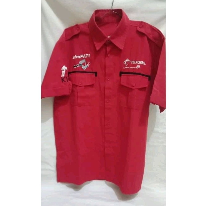 Baju Kemeja Telkomsel Katun Drill Lengan Pendek MKios