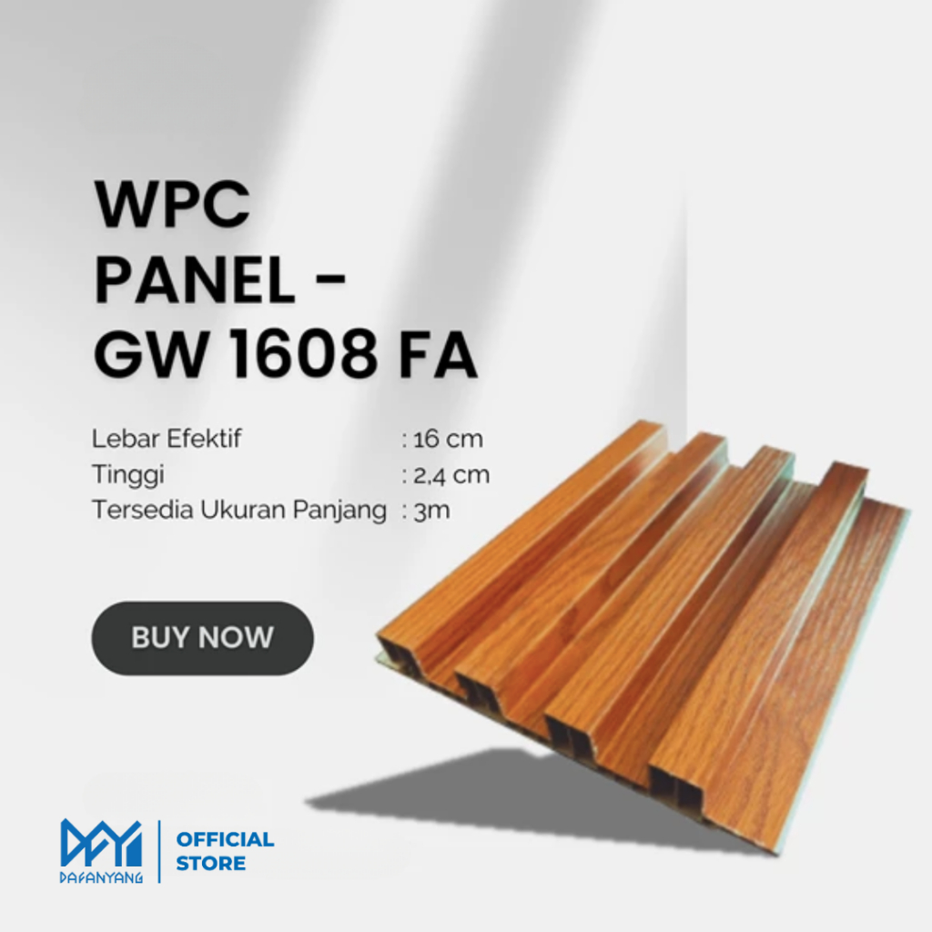 Golden [3METER x 16 CM] Wood Wall Panel WPC GW-FA Best Quality Kisi Kisi Kayu WPC Wall Panel