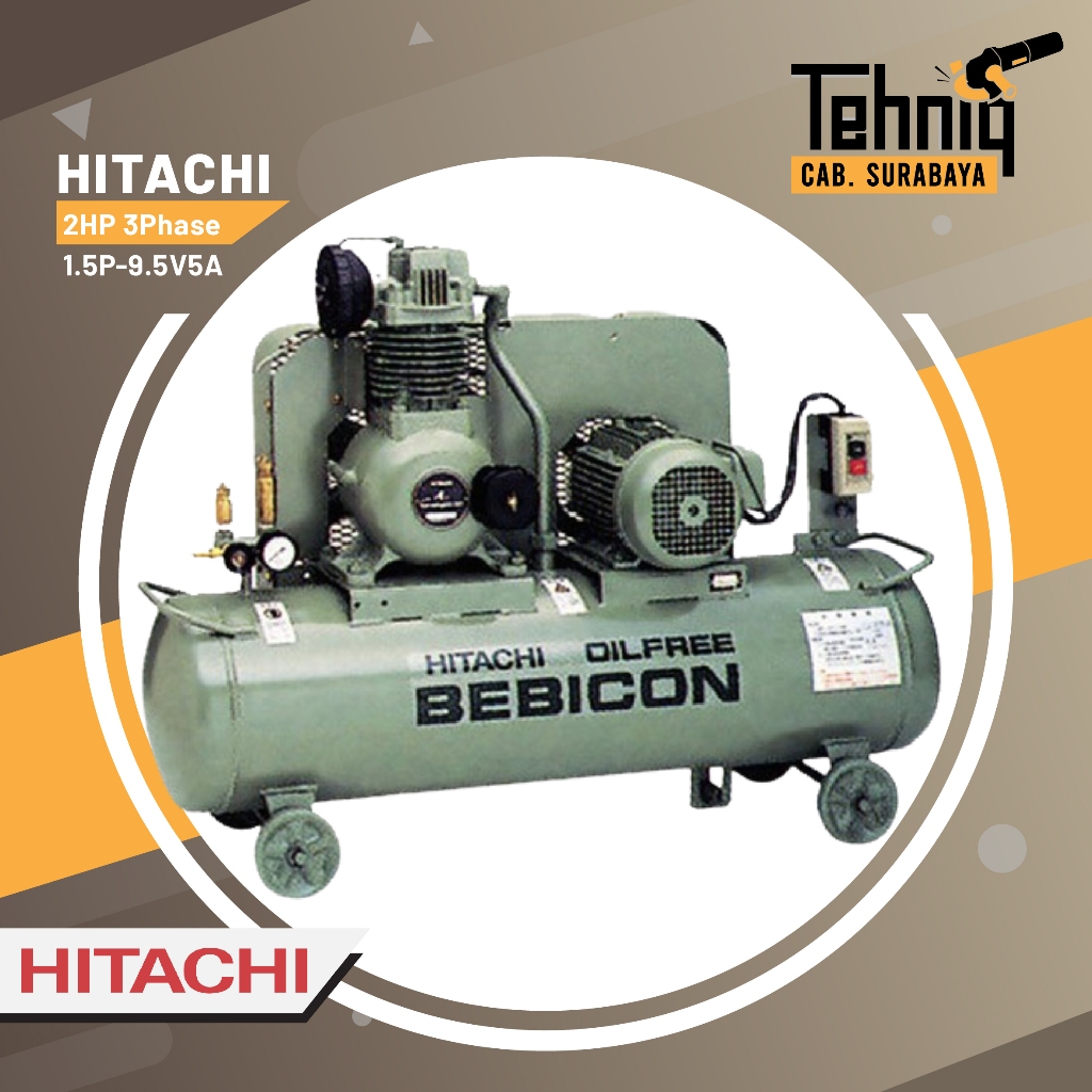 Mesin Hitachi Air Compressor Hitachi 2hp 3phase 1.5P-9.5V5A / Kompresor Angin Hitachi 1.5P-9.5V5A