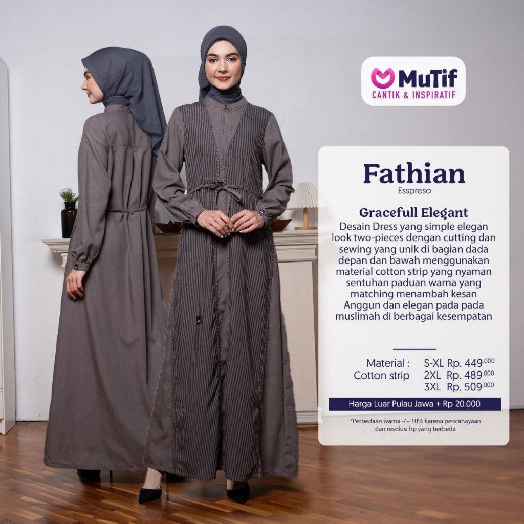 MUTIF | GAMIS MUTIF | MuTif Fathian | Espresso | Dress Muslimah | Gamis MuTif / ORI 100%