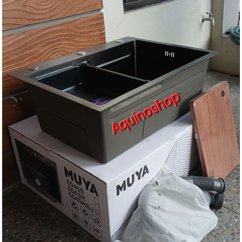 Wastafelbak cuci piring kitchen sink 1 lubang stainless hitam ukuran 60cm×45cm×22cm.(sink only)