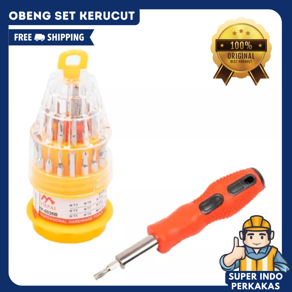 Obeng Set Kerucut | Obeng Plus Minus | Set Obeng Serbaguna / Obeng Set Kerucut | Set Obeng Plus Minu