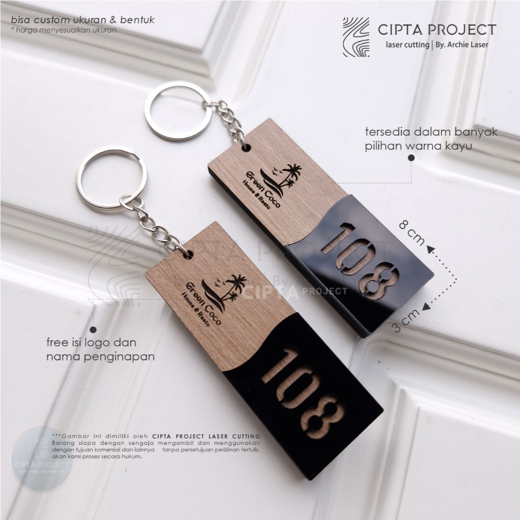 Gantungan Kunci Kayu Hotel / Guest House / Kost / Penginapan Ganci Murah Ganci Loker