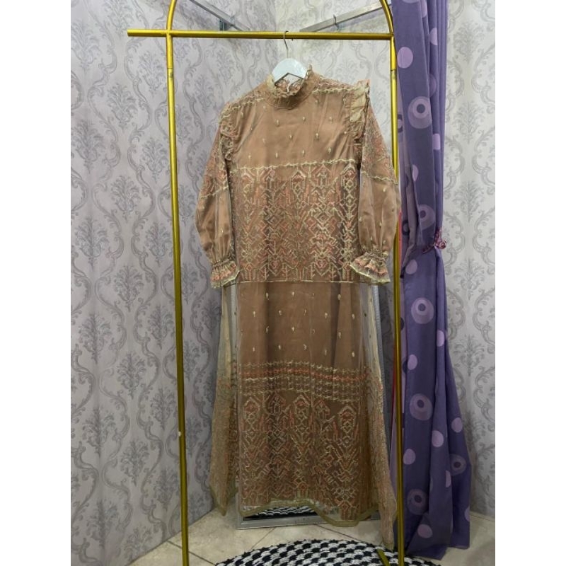 gamis sutra mix organza bordir