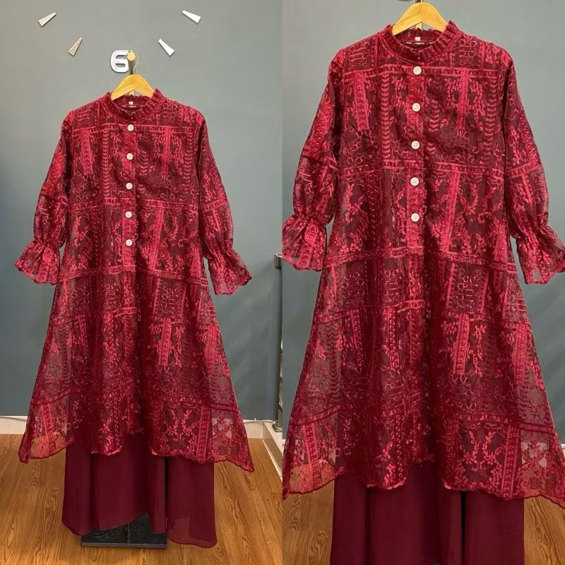 Yumanza Dress / Dress Organza Bordir / Dress Basui / Dress Jumbo / Dress Pesta / Dress Wisuda