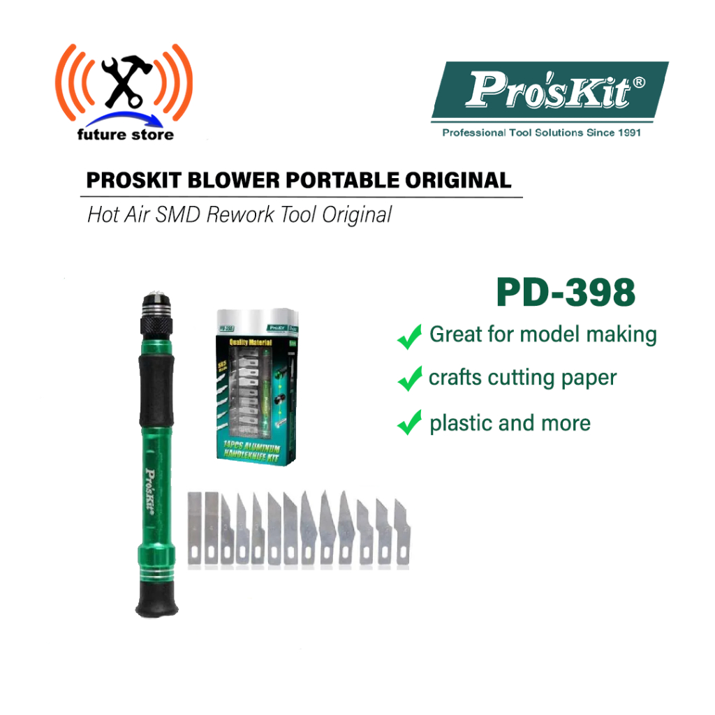 

PROSKIT PD-398 Pisau Ic Set - 14pcs Aluminum handleknife kit - Pisau Ic Alumunium Set 14 IN 1 Original