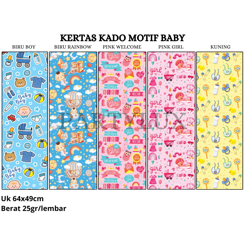 

Kertas Kado Motif Baby Shower Girl Boy / Bungkus Kado Doff Wrapping Paper