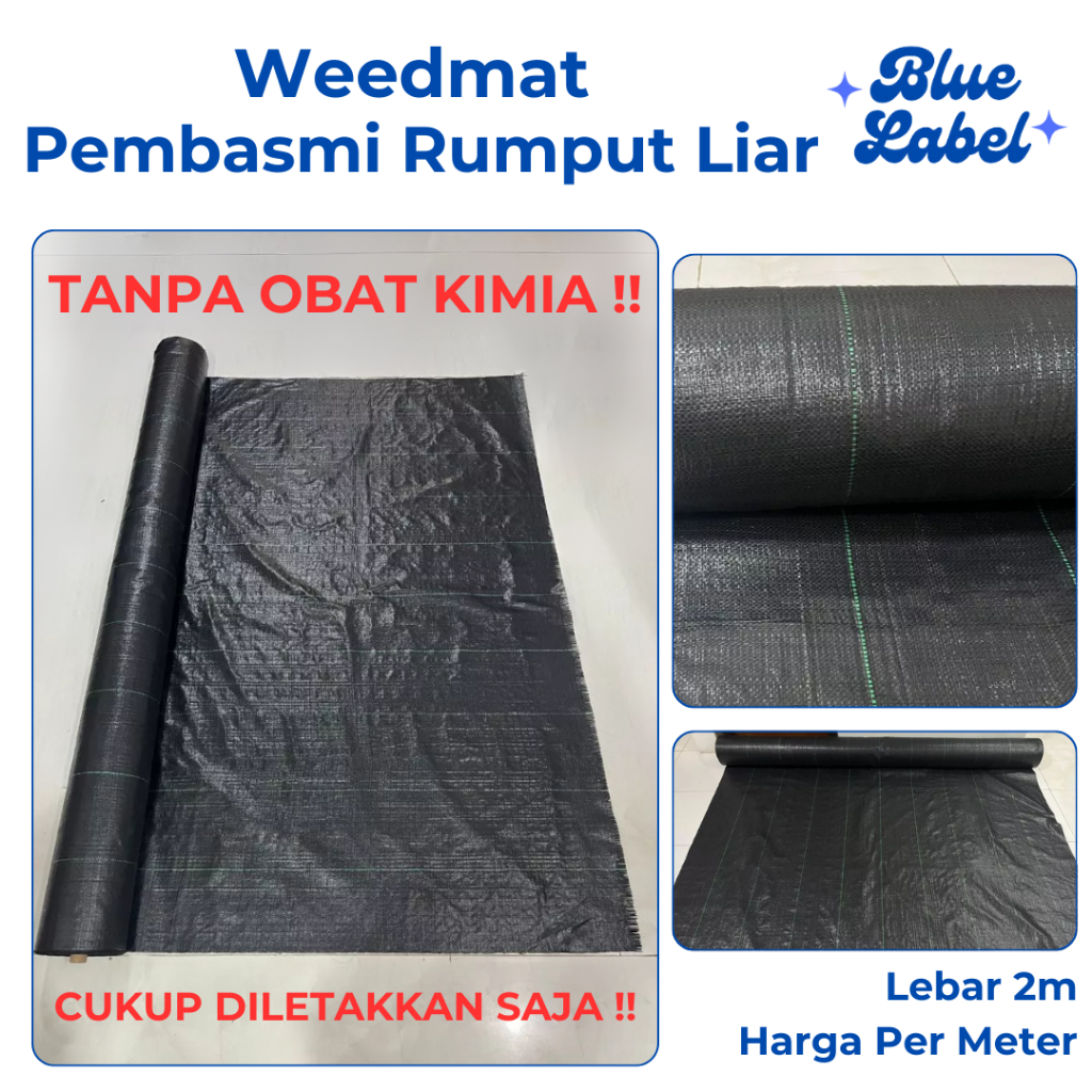 Terpal Weedmat Lebar 2 meter Pembasmi Rumput Liar Multifungsi Mulsa Tanaman / Wedmat Terpal Green Ho