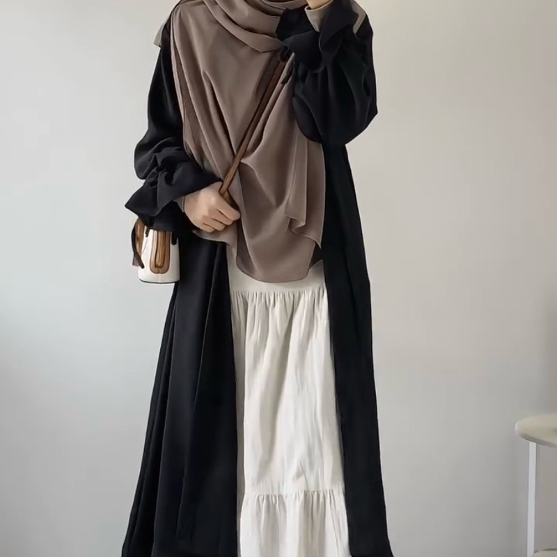 Qiana Tunik by Safalunaku | Midi dress simple elegant crinkle premium / tunik Broken white Black Cre