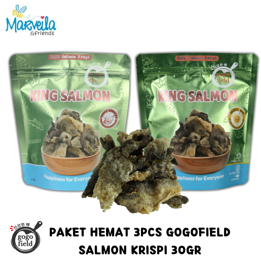 

BUNDLING 3PCS Gogofield King Salmon Krispi 30gr / Salmon Skin / Cemilan Kulit Salmon Krispi