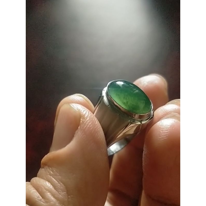 CINCIN LAKI LAKI BATU AKIK HIJAU GARUT CIKOLAK + MEMO MRI HQ GIWANG BUKAN BACAN DOKO KALIMAYA ZAMRUD