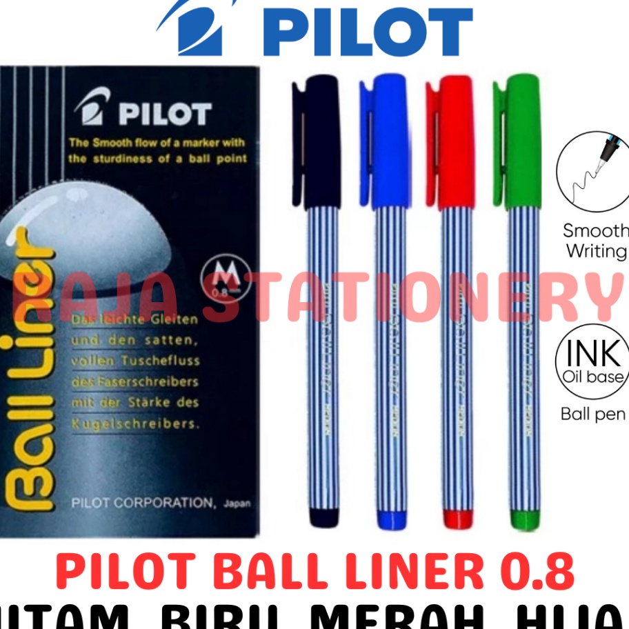 

PRODUK TREND Pilot Ball Liner 8 Medium Tip Black Blue Red Green Pulpen Bolpoin Pen Pilot BallLiner Hitam Biru Merah Hijau