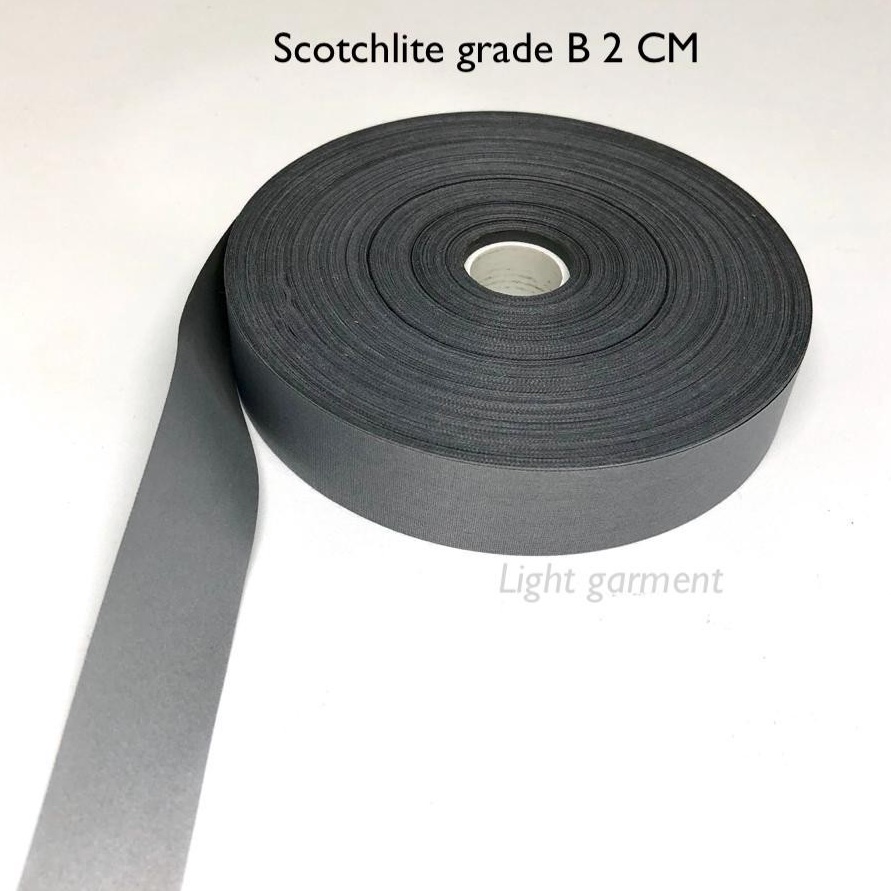 

DIJAMIN ORI Pita Scotchlite Skotlet scotlight Kain Parasut Pemantul Cahaya jahit grade B 2 cm per roll baju safety wearpack