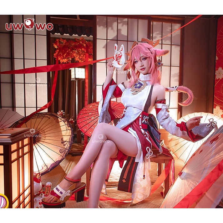 【Uwowo】Genshin Impact cosplay Yae Miko cosplay Costume and Yae Miko Wig