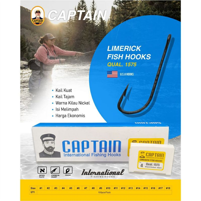 kail pancing captain 1575 kail hitam isi 100pcs