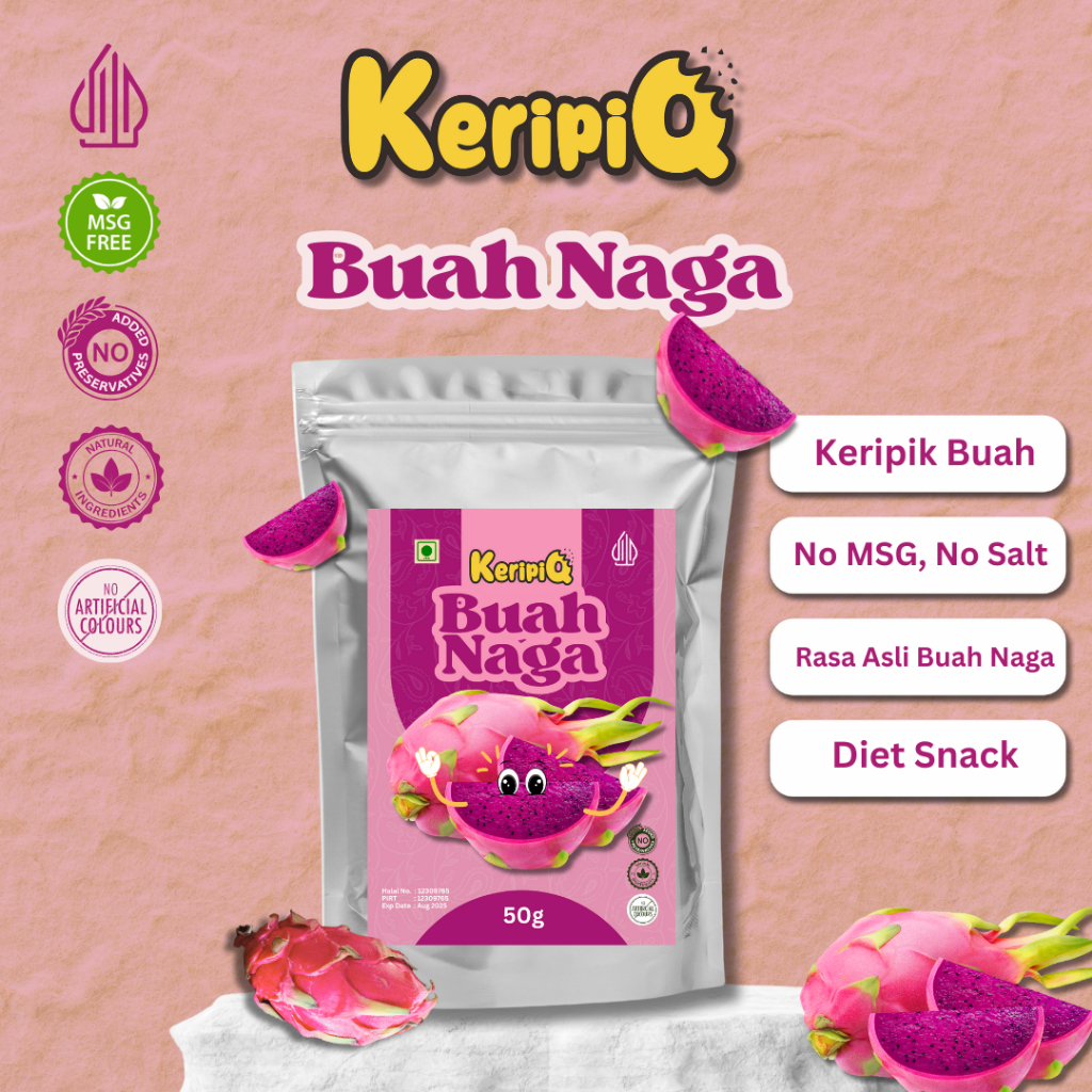 

KeripiQ Buah Naga 50gr Manis dan Renyah Keripik Buah Camilan Rendah Kalori Tanpa MSG