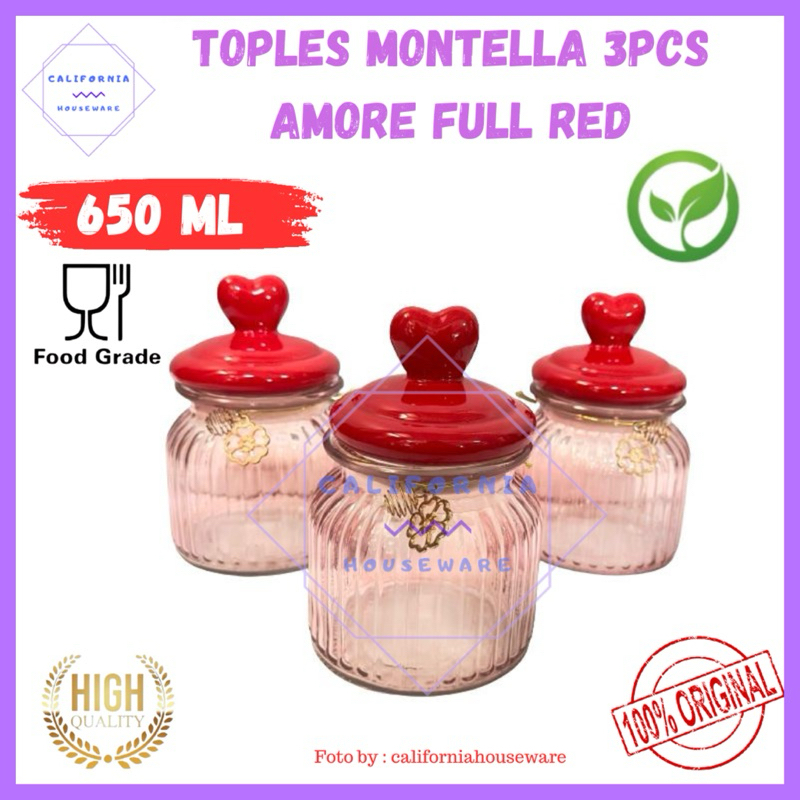 Toples Kaca Montella 3pcs / Toples Snack Kaca Montella / Toples Kaca 3pcs MONTELLA