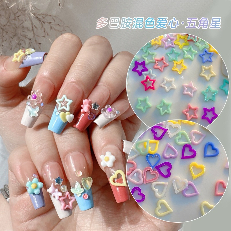 50pcs / set Nail art accessories net red dopamin stars love mixed bear lollipop