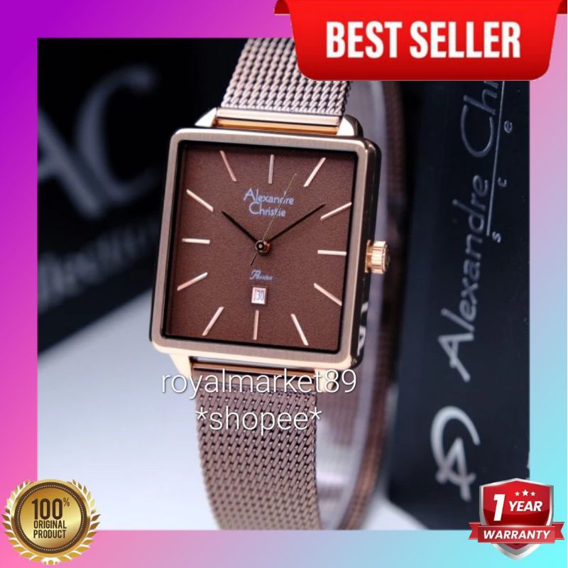 [PILIHAN WARNA LAIN GESER FOTONYA] ORIGINAL JAM TANGAN WANITA ALEXANDRE CHRISTIE CEWEK RANTAI PASIR 