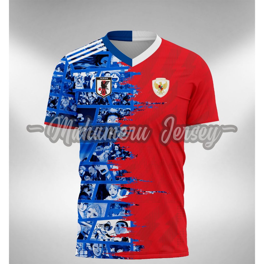 Jersey Kombinasi Timnas Indonesia X Jepang 2024 Anime