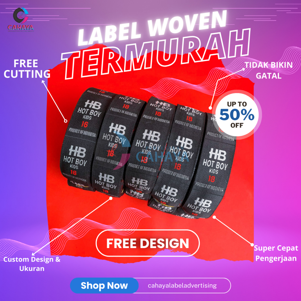 

(free cutting) 4x4cm - 4x7cm woven damask, label rajut, label tenun, label hijab, kabel baju, label krudung