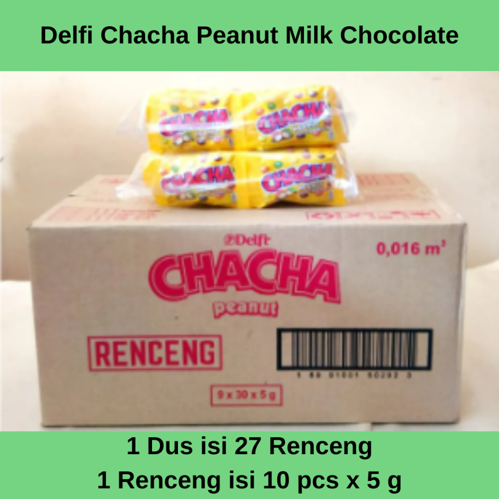 

Delfi Chacha Peanut Milk Chocolate 1 Dus 27 Renceng 5 g x 270 pcs