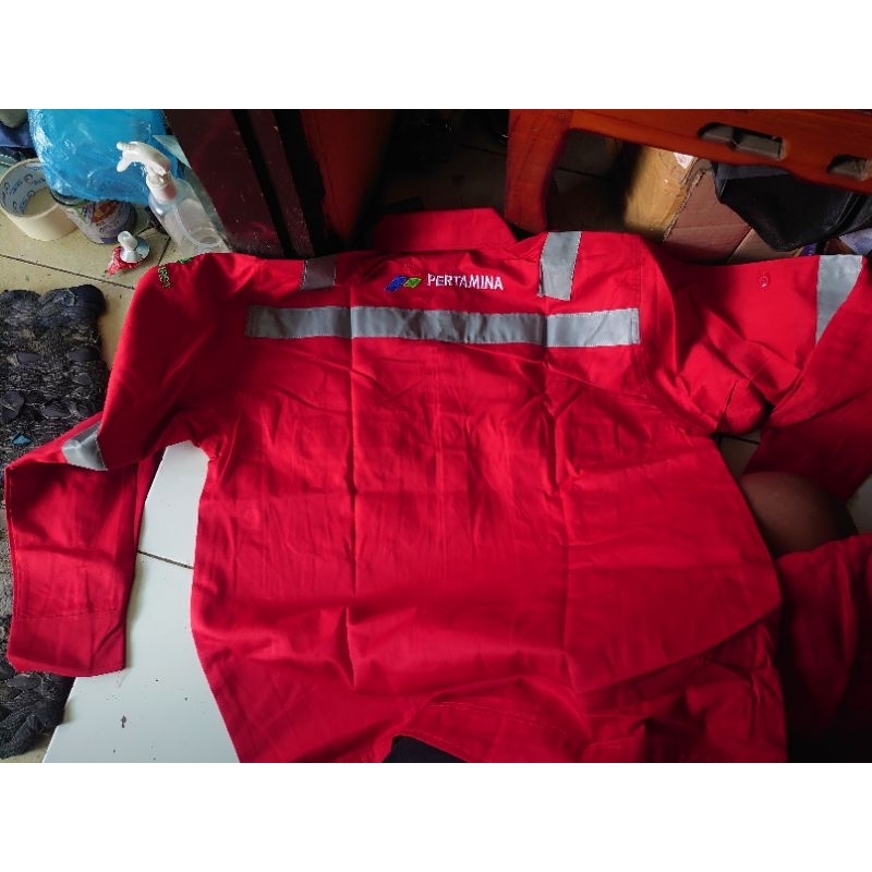 seragam set wearpack safety Pertamina atasan dan bawahan
