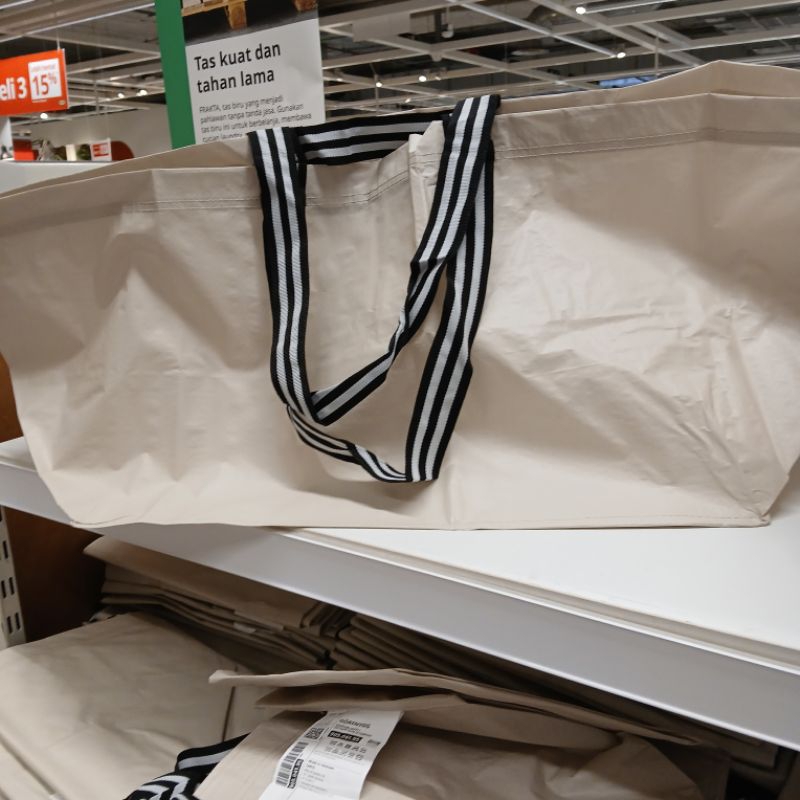 Tas Kantong Belanja Besar jumbo kuat Krem Beige 71L Reusable laundry bag Carrier Bag