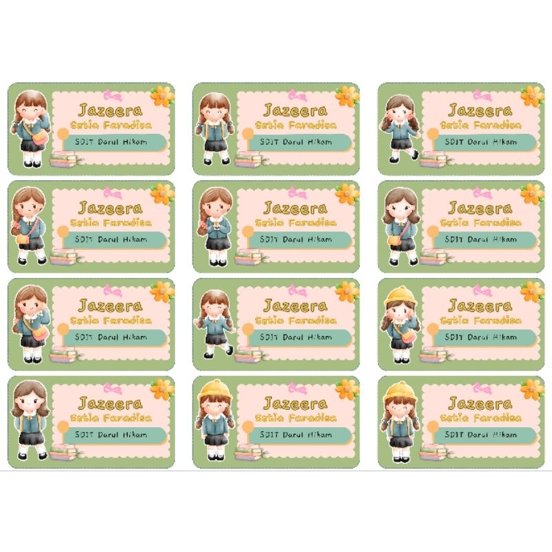 

Sticker Nama Custom buku, alat tulis, lucu anak