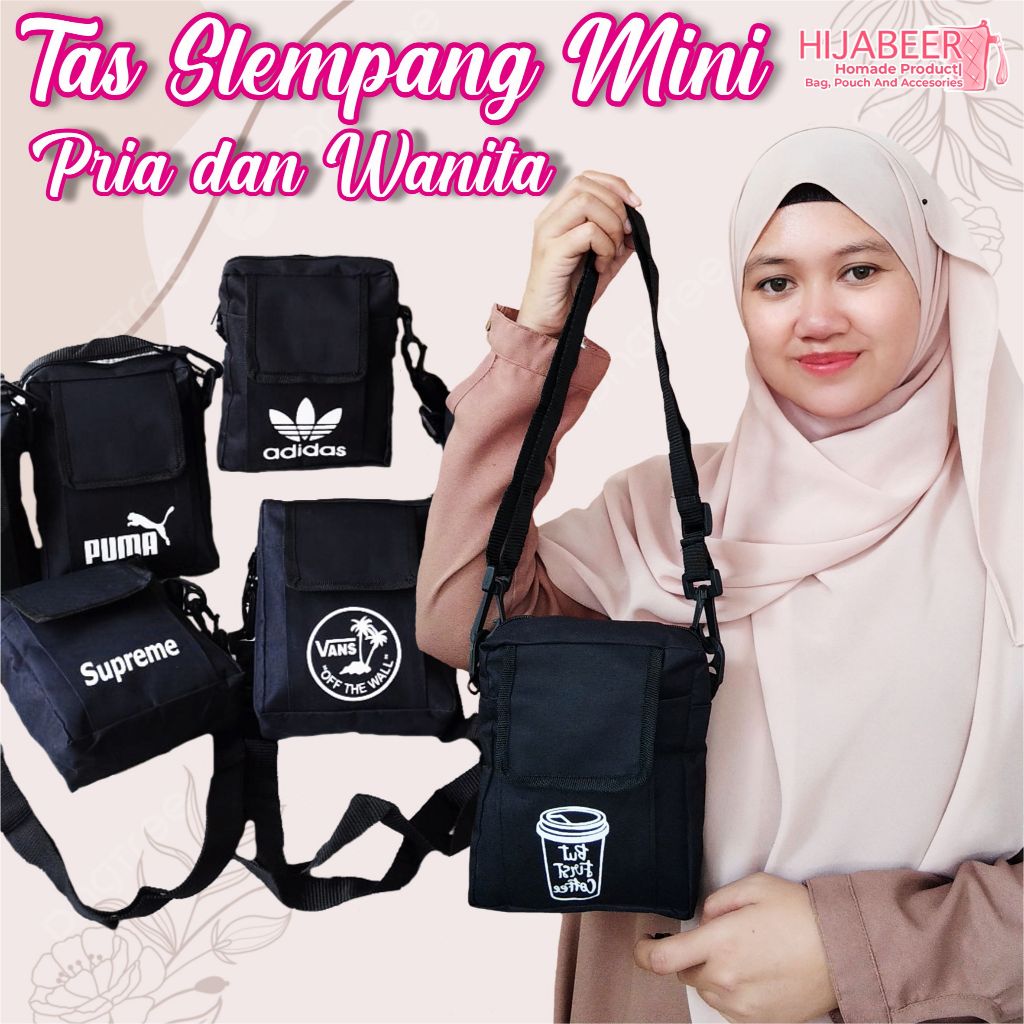 Waist bag Pria dan Waist bag Wanita Sablon - Tas Selempang Hitam Mini Karakter