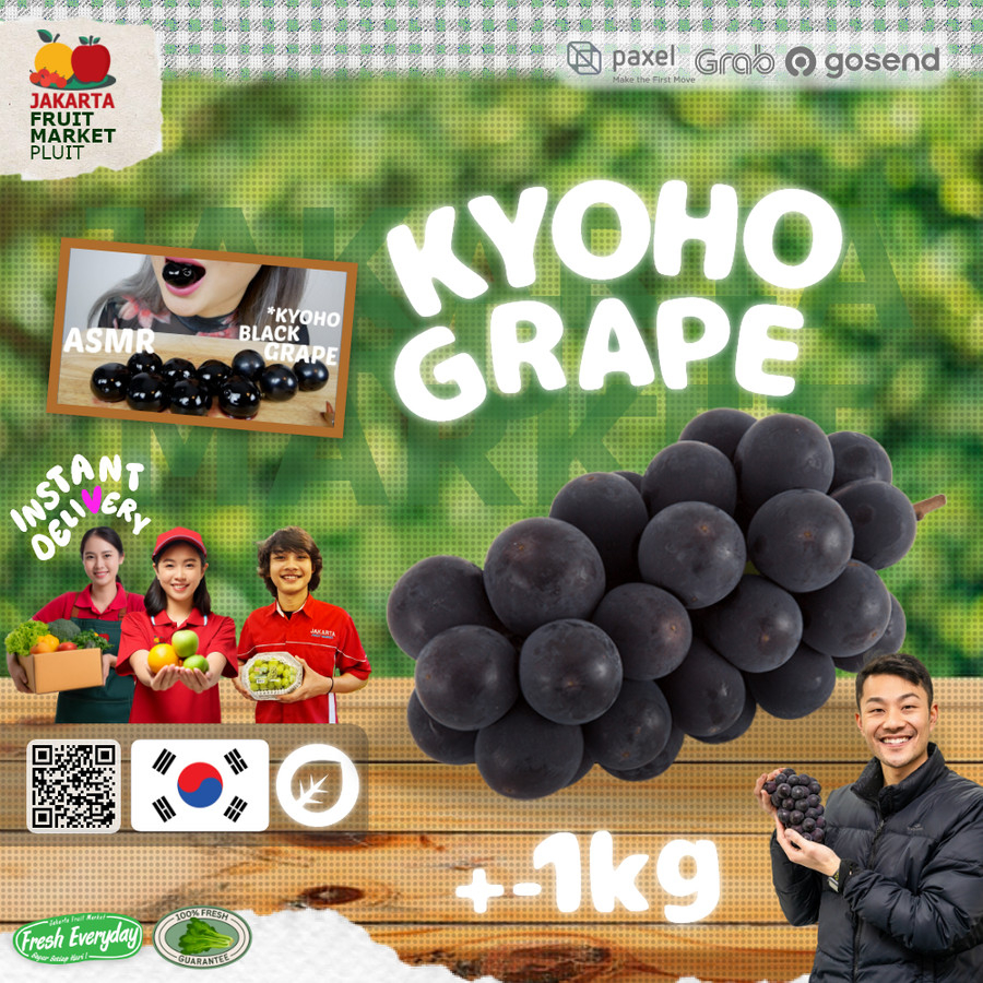 

ANGGUR KYOHO buah jumbo angur black grapes japan korea