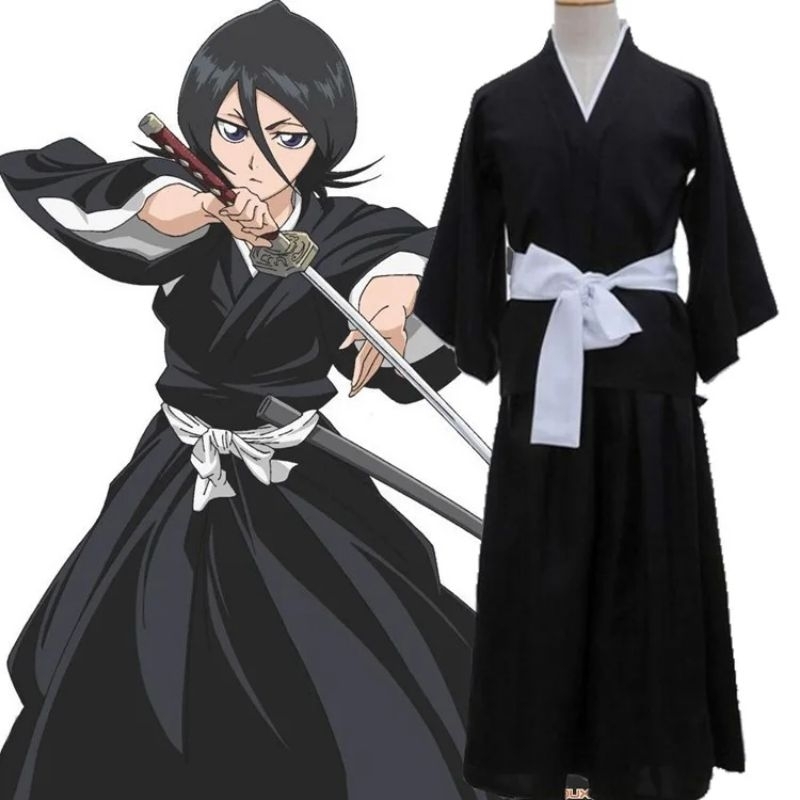 COSTUM COSPLAY KIMONO HAKAMA BLEACH BLACK ICHIGO KUROSAKI