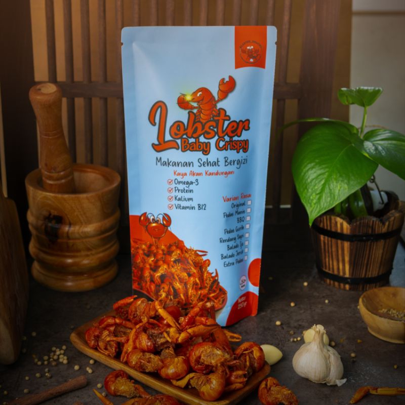 

Snack Lobster Baby Crispy 250gram Original Pedas Manis Gurih Balado Ijo Jeruk Rendang Sapi BBQ Extra Pedas