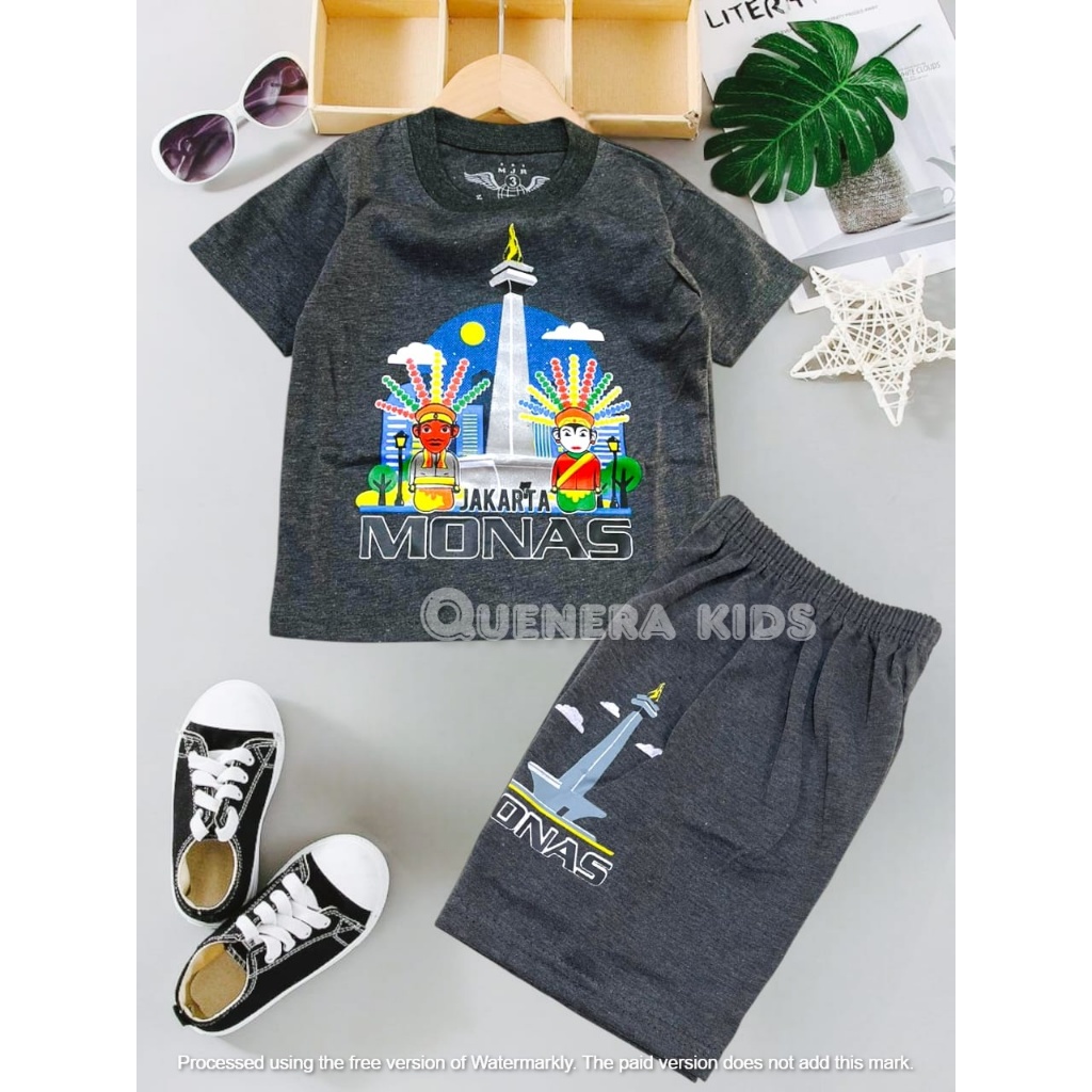 Baju Monas Lengan Pendek Anak Laki-laki Usia 3 Bulan Sampai 10 Tahun Bahan Katun Model Desain Terbar