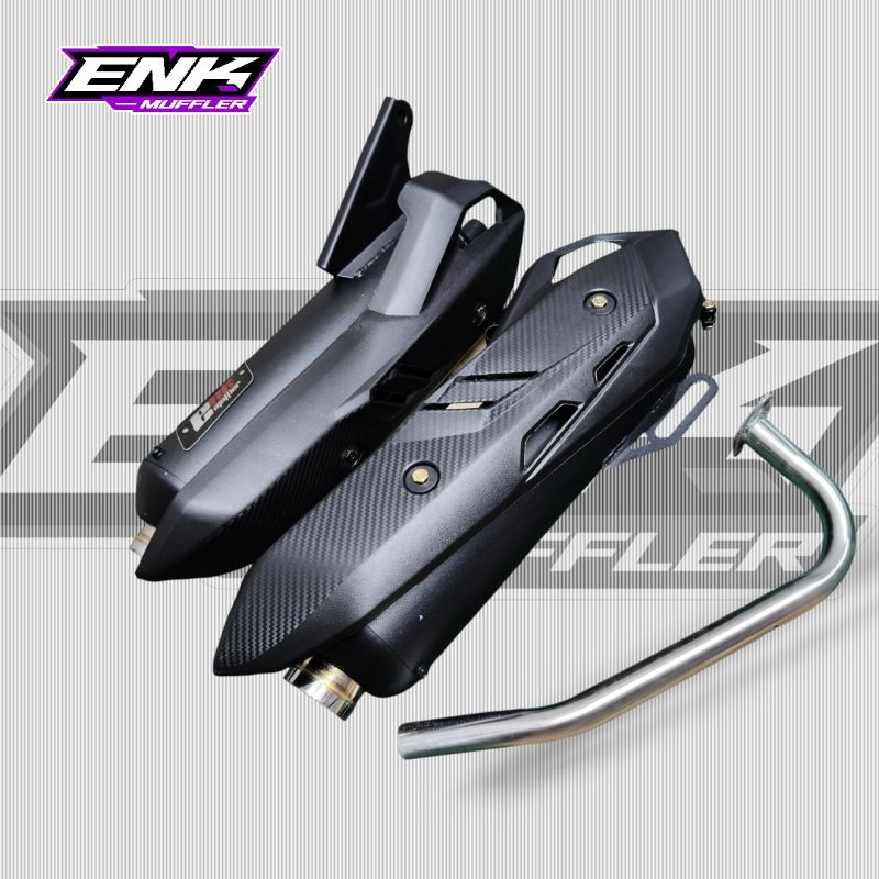 KNALPOT STANDAR RACING MONCONG SHIJIRO DOUBLE BRACKET ORIGINAL ENK MUFFLER SARINGAN SETENGAH BASS AD