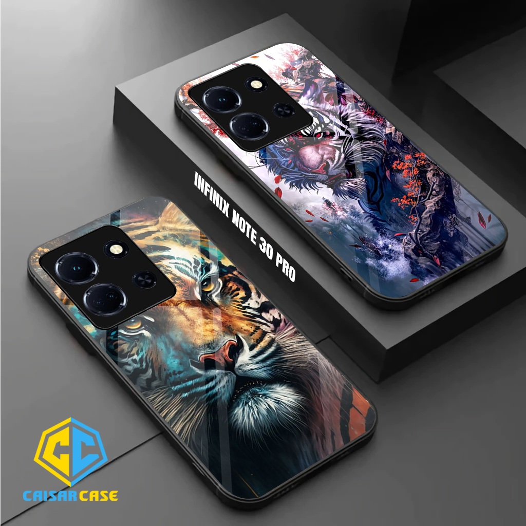 Softcase Glass Kaca INFINIX NOTE 30 30 PRO Terbaru 2023 (A4132)  Case Motif Harimau PELINDUNG HANDPH