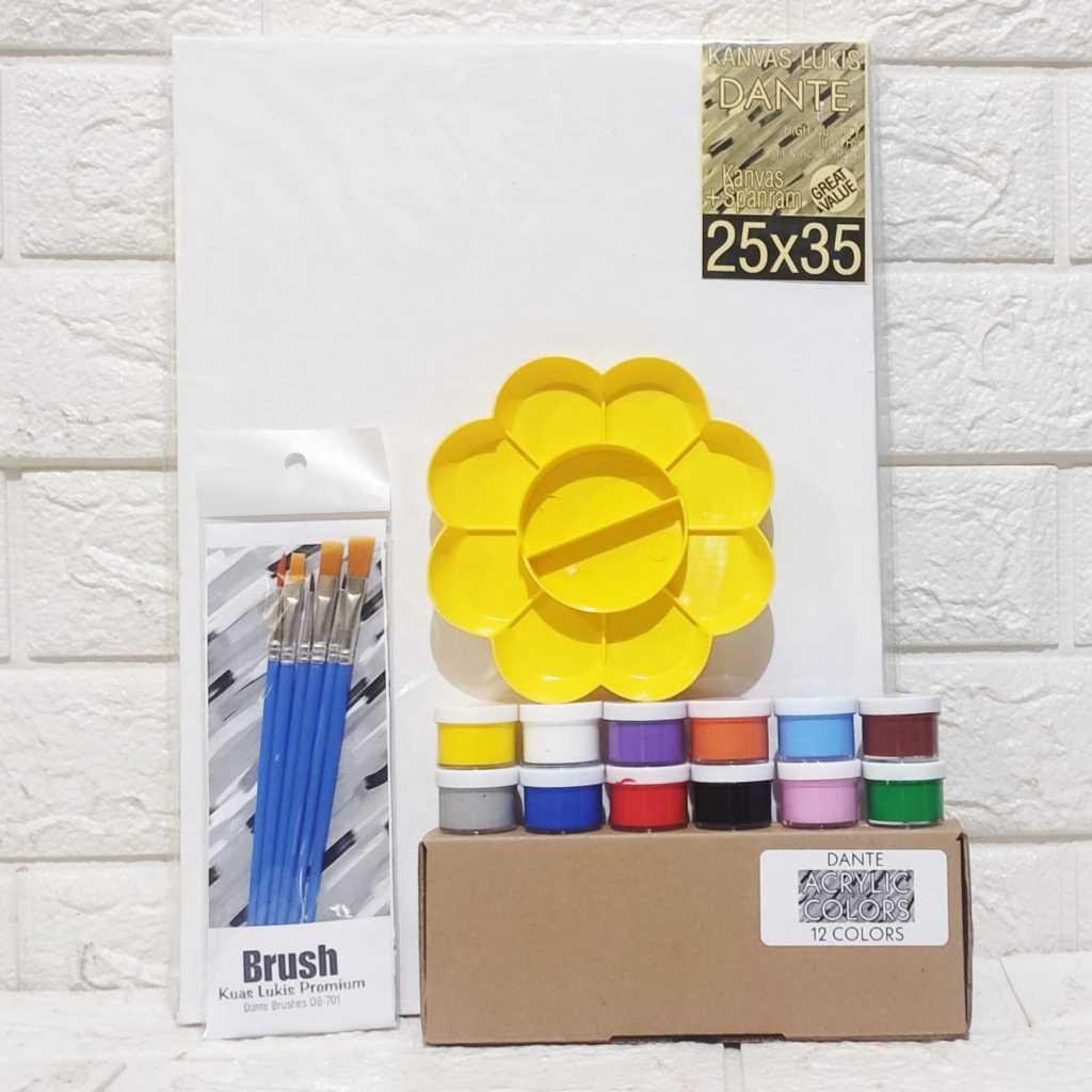 

PAKET MELUKIS SET Kanvas 25x35 Kuas Palet dan Cat