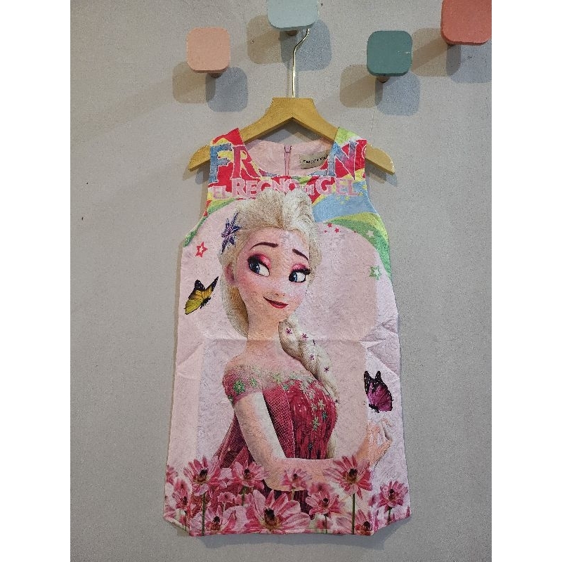dress elsa frozen / sofia / little pony baby pink - putih