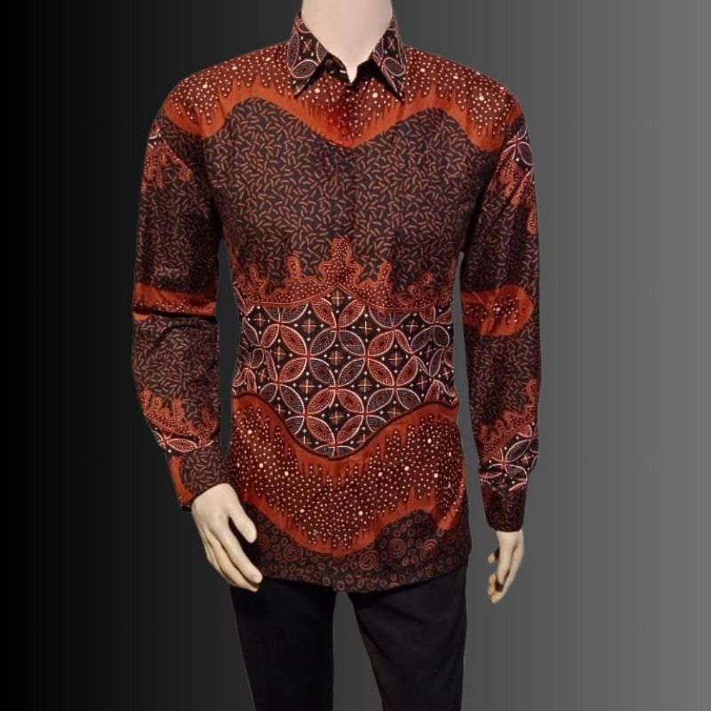 Batik Modern Cowok Ori Kemeja Batik Pria Lengan Panjang Slim fit Premium Terbaru Remaja Dewasa Katun