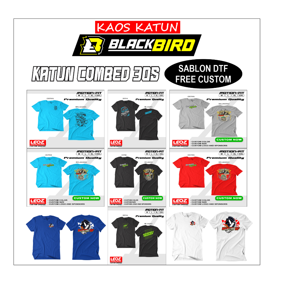 Kaos Sablon Custom Full DTF | Kaos Katun Combed 30S | Kaos Gratis Desain | Kaos Custom | Kaos Desain