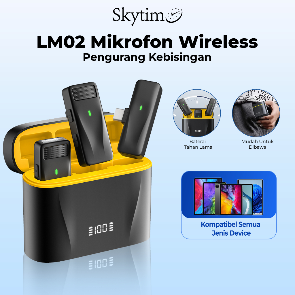 Skytime LM01 Wireless Microphone Clip On Recording Digital LED Display Bluetooth Mikrofon Nirkabel J