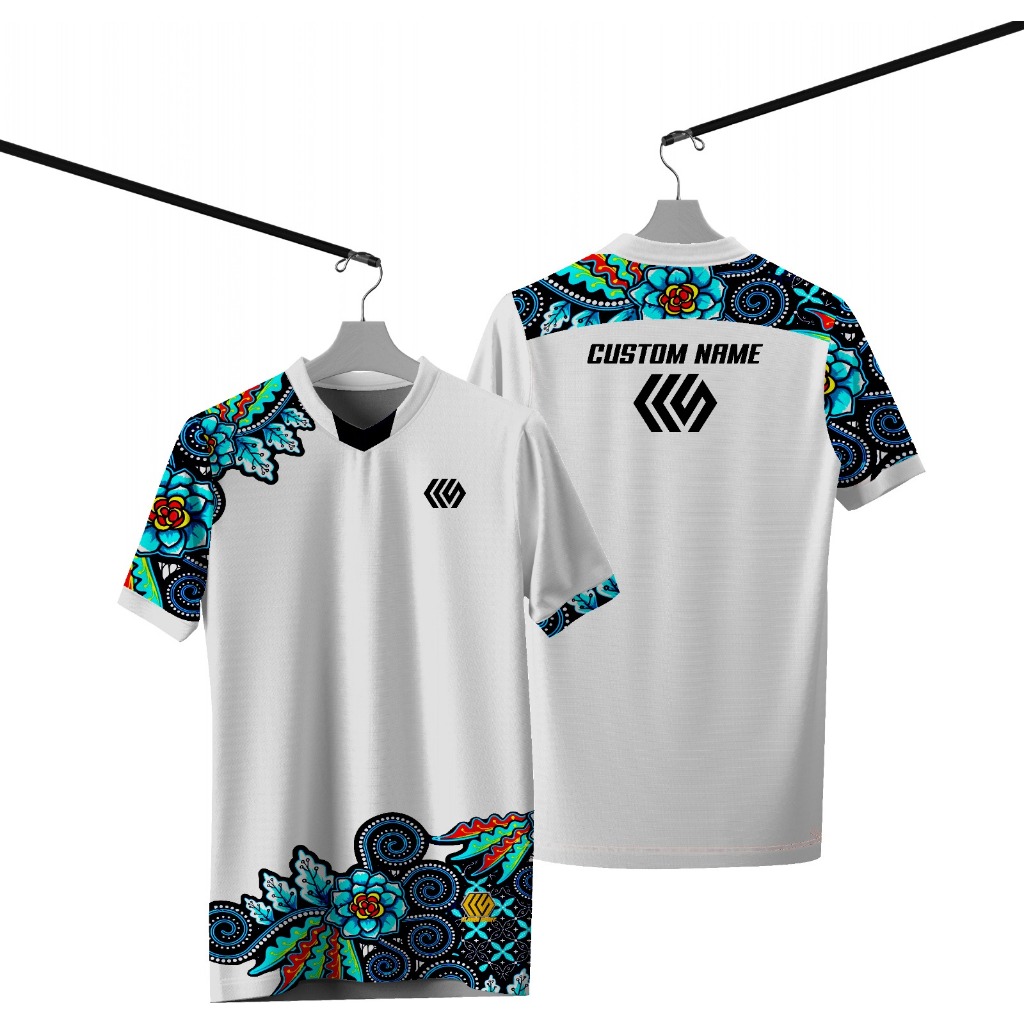 Jersey Badminton Batik Biru full printing