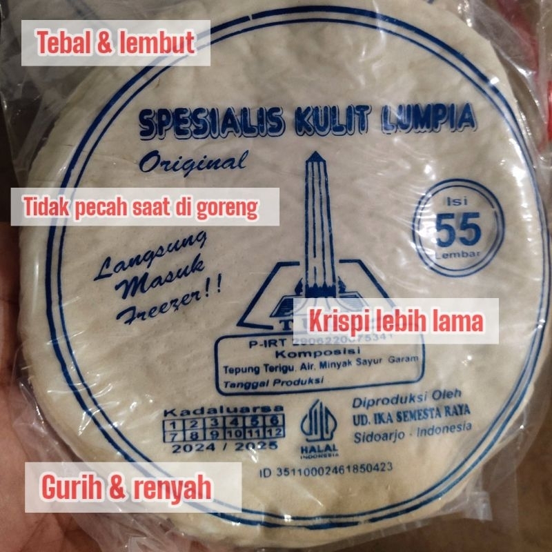 

kulit lumpia piscok, tebal renyah dan gurih tugu isi 55