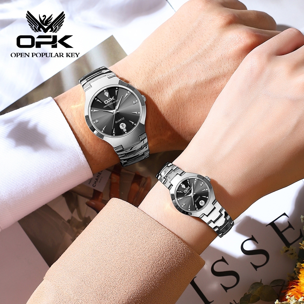 OPK Jam Tangan Couple Pasangan 8105 Couple Watch Anti Air Stainless Steel Kasual Original