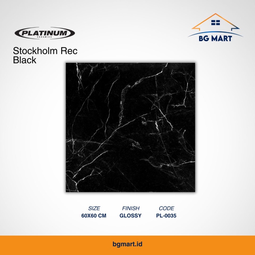 PLATINUM Keramik Lantai 60x60 Stockholm Rec Black