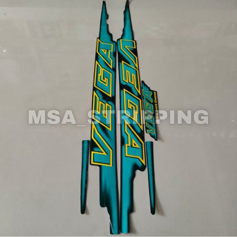 Stripping strip stiker sticker lis polet body Yamaha Vega thn.1998 1999 warna hijau striping les veg